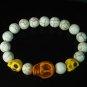 Turquoise Colorful Orange Yellow Skull Beads White Veins Ball Beads Stretch Bracelet ZZ2135