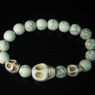 Turquoise Colorful White Skull Beads White Veins Ball Beads Stretch Bracelet ZZ2138