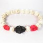 Turquoise Colorful Black Red Skull Beads White Veins Ball Beads Stretch Bracelet ZZ2139