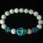 Turquoise Colorful Baby Blue Skull Beads White Veins Ball Beads Stretch Bracelet ZZ2142