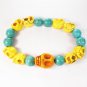 Turquoise Colorful Yellow Skull Beads Blue Veins Ball Beads Stretch Bracelet ZZ2157