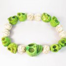Turquoise Colorful Green Skull Beads White Veins Ball Beads Stretch Bracelet ZZ2158