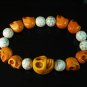Turquoise Colorful Orange Skull Beads White Veins Ball Beads Stretch Bracelet ZZ2160