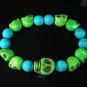 Turquoise Colorful Green Skull Beads Blue Veins Ball Beads Stretch Bracelet ZZ2161