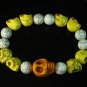 Turquoise Colorful Yellow Skull Beads White Veins Ball Beads Stretch Bracelet ZZ2162