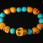 Turquoise Colorful Orange Skull Beads Blue Veins Ball Beads Stretch Bracelet ZZ2163