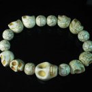 Turquoise Colorful White Skull Beads White Veins Ball Beads Stretch Bracelet ZZ2164