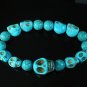 Turquoise Colorful Baby Blue Skull Beads Blue Veins Ball Beads Stretch BraceletZZ2167