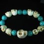 Turquoise Colorful White Skull Beads Blue Veins Ball Beads Stretch Bracelet ZZ2168