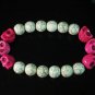 Turquoise Colorful Hot Pink Skull Beads White Veins Ball Beads Stretch Bracelet ZZ2170