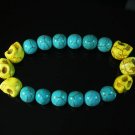 Turquoise Colorful Yellow Skull Beads Blue Veins Ball Beads Stretch Bracelet ZZ2171