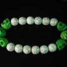 Turquoise Colorful Green Skull Beads White Veins Ball Beads Stretch Bracelet ZZ2172
