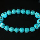 Turquoise Colorful Blue Skull Beads Blue Veins Ball Beads Stretch Bracelet ZZ2173
