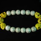 Turquoise Colorful Yellow Skull Beads White Veins Ball Beads Stretch Bracelet ZZ2174
