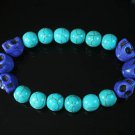 Turquoise Colorful Purple Skull Beads Blue Veins Ball Beads Stretch Bracelet ZZ2176