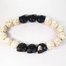 Turquoise Colorful Black Skull Beads White Veins Ball Beads Stretch Bracelet ZZ2180