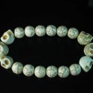 Turquoise Colorful White Skull Beads Veins Ball Beads Stretch Bracelet ZZ2183
