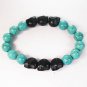 Turquoise Colorful Black Skull Beads Blue Veins Ball Beads Stretch Bracelet ZZ2184