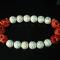 Turquoise Colorful Red Skull Beads White Veins Ball Beads Stretch Bracelet ZZ2185