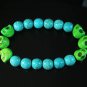 Turquoise Colorful Green Skull Beads Blue Veins Ball Beads Stretch Bracelet ZZ2186