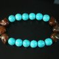 Turquoise Colorful Brown Skull Beads Blue Veins Ball Beads Stretch Bracelet ZZ2188