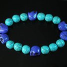 Turquoise Colorful Purple Skull Beads Blue Veins Ball Beads Stretch Bracelet ZZ2190