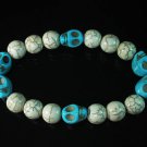 Turquoise Colorful Blue Skull Beads White Veins Ball Beads Stretch Bracelet ZZ2191