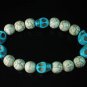 Turquoise Colorful Blue Skull Beads White Veins Ball Beads Stretch Bracelet ZZ2191