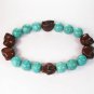 Turquoise Colorful Brown Skull Beads Blue Veins Ball Beads Stretch Bracelet ZZ2195