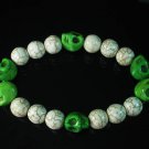Turquoise Colorful Green Skull Beads White Veins Ball Beads Stretch Bracelet ZZ2197