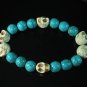 Turquoise Colorful White Skull Beads Blue Veins Ball Beads Stretch Bracelet ZZ2198