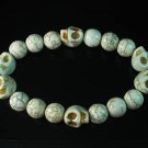Turquoise Colorful White Skull Beads White Veins Ball Beads Stretch Bracelet for Men Women ZZ2201