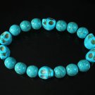 Turquoise Colorful Blue Skull Beads Blue Veins Ball Beads Stretch Bracelet ZZ2202