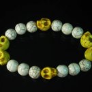 Turquoise Colorful Yellow Skull Beads White Veins Ball Beads Stretch Bracelet ZZ2203