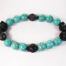 Turquoise Colorful Black Skull Beads Blue Veins Ball Beads Stretch Bracelet ZZ2204