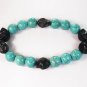 Turquoise Colorful Black Skull Beads Blue Veins Ball Beads Stretch Bracelet ZZ2204