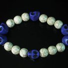 Turquoise Colorful Purple Skull Beads White Veins Ball Beads Stretch Bracelet ZZ2205