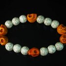 Turquoise Colorful Orange Skull Beads White Veins Ball Beads Stretch Bracelet ZZ2207