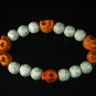 Turquoise Colorful Orange Skull Beads White Veins Ball Beads Stretch Bracelet ZZ2207
