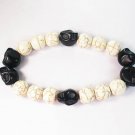 Turquoise Colorful Black Skull Beads White Veins Ball Beads Stretch Bracelet for Men Women ZZ2208