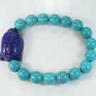 Turquoise Dark Blue Buddha Beads Baby Blue Veins Ball Beads Stretch Bracelet ZZ2210