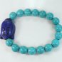 Turquoise Dark Blue Buddha Beads Baby Blue Veins Ball Beads Stretch Bracelet ZZ2210