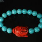Turquoise Red Buddha Beads Baby Blue Veins Ball Beads Bracelet ZZ2211