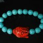 Turquoise Red Buddha Beads Baby Blue Veins Ball Beads Bracelet ZZ2211