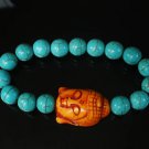 Turquoise Orange Buddha Beads Baby Blue Veins Ball Beads Bracelet ZZ2212
