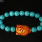 Turquoise Orange Buddha Beads Baby Blue Veins Ball Beads Bracelet ZZ2212