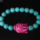 Turquoise Hot Pink Buddha Beads Baby Blue Veins Ball Beads Bracelet ZZ2213