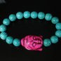 Turquoise Hot Pink Buddha Beads Baby Blue Veins Ball Beads Bracelet ZZ2213