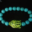 Turquoise Green Buddha Beads Baby Blue Veins Ball Beads Bracelet ZZ2215