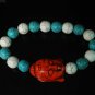Turquoise Red Buddha Beads White Baby Blue Veins Ball Beads Bracelet ZZ2219